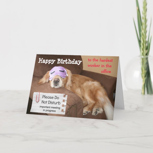 Carte Funny Golden Retriever CoWorker Office Anniversair (Devant)
