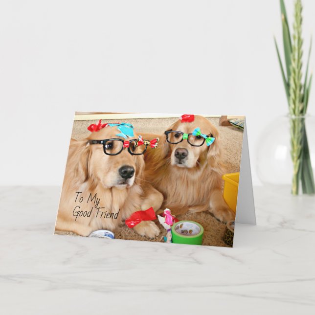 Carte Funny Golden Retriever Friendship Card (Devant)