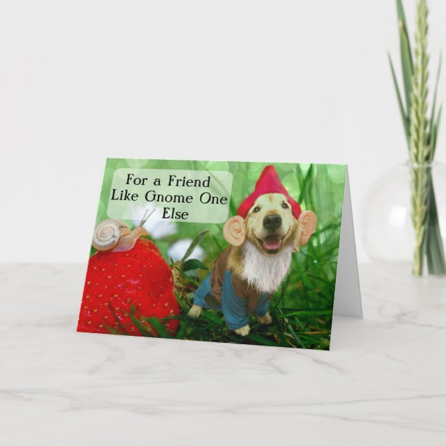 Carte Funny Golden Retriever Friendship Garden Gnome (Devant)