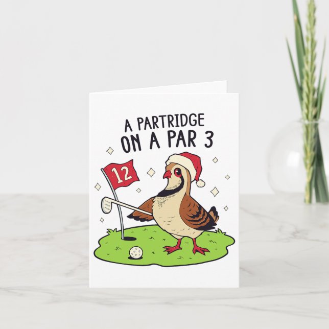 Carte Funny Golf Chemise de Noël Partridge Par 3 Funny P (Devant)