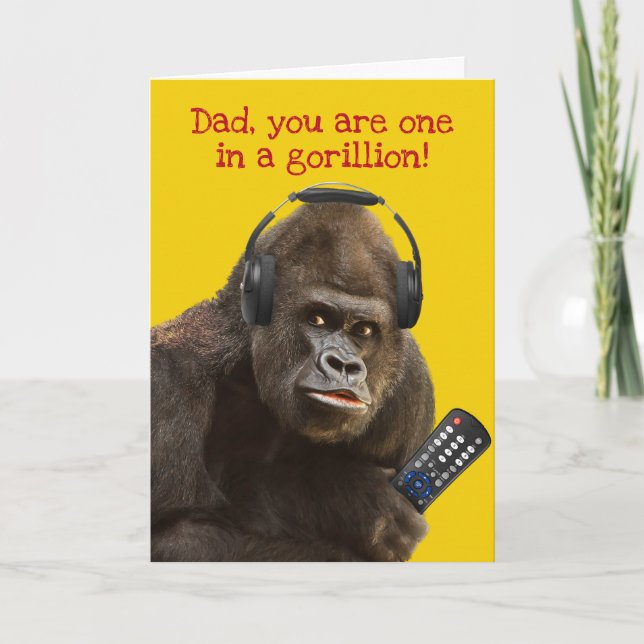 Carte Funny Gorilla avec télécommande et casque Père du  (Devant)
