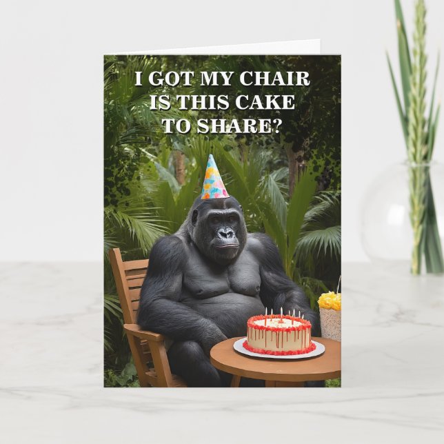 Carte Funny Gorilla Célébrer dans la jungle Anniversaire (Devant)