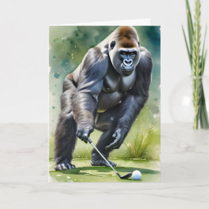 Carte Funny Gorilla Jouer Golf Blank Salutation