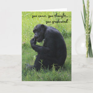 Carte Funny Graduation Card, Chimpanzé, le penseur