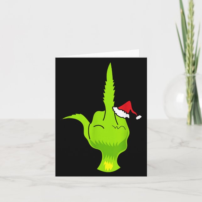 Carte Funny Green Hand Middle Finger Xmas Santa  (Devant)