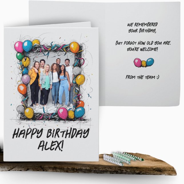 Carte Funny Grey Custom Photo Anniversaire Team (Créateur téléchargé)