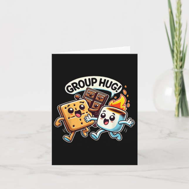 Carte Funny Group Hug Marshmellow Smores Camping extérie (Devant)
