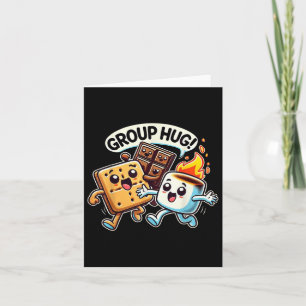 Carte Funny Group Hug Marshmellow Smores Camping extérie