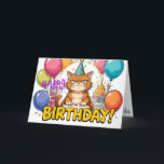 Carte Funny Grumpy Chat Birthday Card - Cartoon Party Hu<br><div class="desc">Une carte d'anniversaire hilarante avec un chatte grincheux en casquette de fête, entouré de ballons et d'un gâteau d'anniversaire. Style comique audacieux avec des couleurs vives et un arrière - plan blanc, parfait pour toute personne avec un sens de l'humour. Idéal pour envoyer des voeux d'anniversaire pleins d'esprit à des...</div>