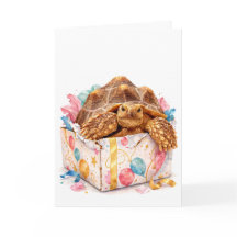 Funny Grumpy Watercolor Happy Birthday Gift Turtle