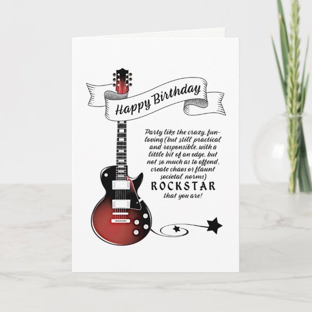 Carte Funny Guitare Rockstar Guitarist Rocker Anniversai (Devant)