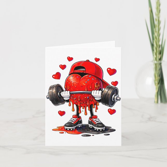 Carte Funny Gym Heart Weightlifting Fitness Workout Drip (Devant)
