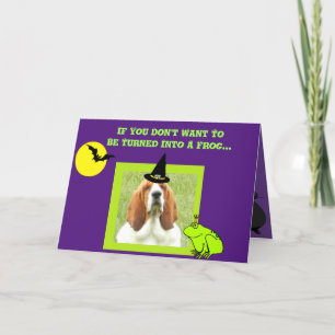 Carte Funny Halloween Card avec Basset Witch & Cauldron