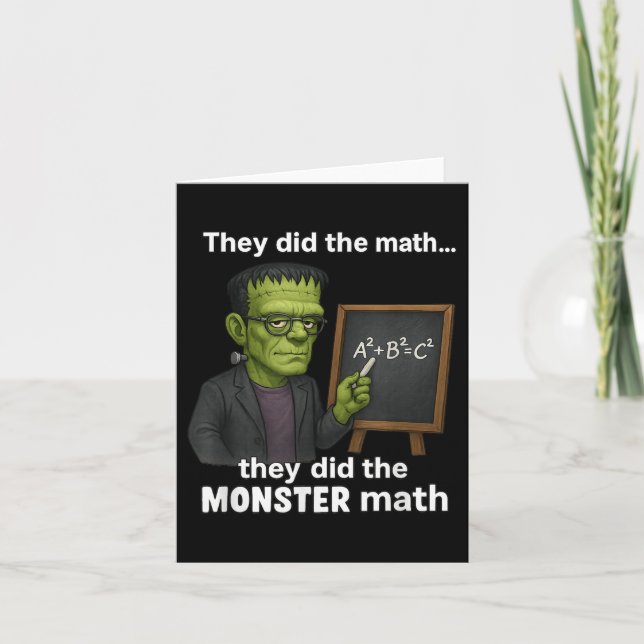 Carte Funny Halloween Monster Math Pun, Humour enseignan (Devant)