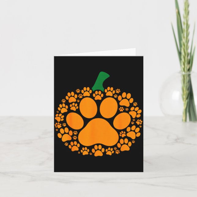 Carte Funny Halloween Pumpkin Paw Print Dog Lover Cat  (Devant)