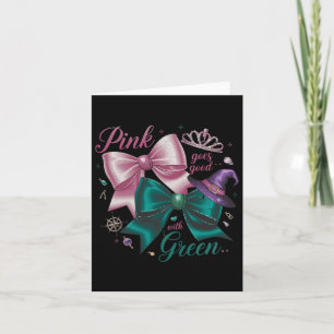 Carte Funny Halloween sorcière rose va bien avec Green W