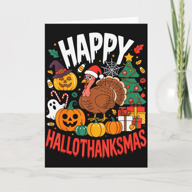 Carte Funny Halloween Thanksgiving Christmas Happy Hallo (Devant)