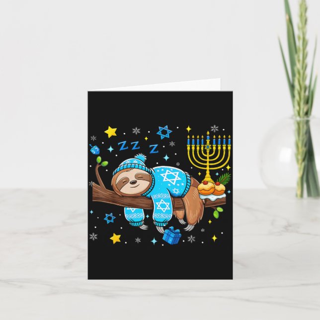 Carte Funny Hanukkah Sloth Jewish Chanukah Sleeng Hanukk (Devant)
