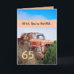 Carte FUNNY Happy 65th Birthday - Vintage Orange Truck<br><div class="desc">Cette carte avec son camion vintage dans un champ est une façon amusante de souhaiter un joyeux anniversaire à un gars très spécial. Tout le texte est personnalisable.Une carte amusante et unique ! Pour voir plus de mes cartes d'anniversaire, tapez l'année de votre choix, puis tapez ou collez dans la...</div>