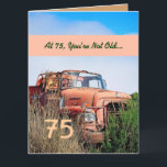 Carte FUNNY Happy 75th Birthday Vintage Orange Truck 003<br><div class="desc">FUNNY Happy 75th Birthday Vintage Orange Truck 003 Cette carte avec son camion vintage dans un champ est une façon amusante de souhaiter à un gars très spécial un joyeux anniversaire. Tout le texte est personnalisable.Une carte amusante et unique ! Pour voir plus de mes cartes d'anniversaire, tapez l'année de...</div>