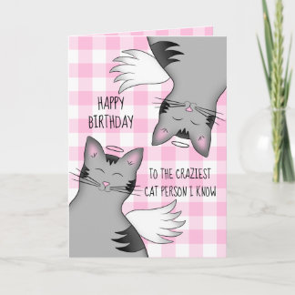 Carte Funny happy birthday cartoon style angel cats
