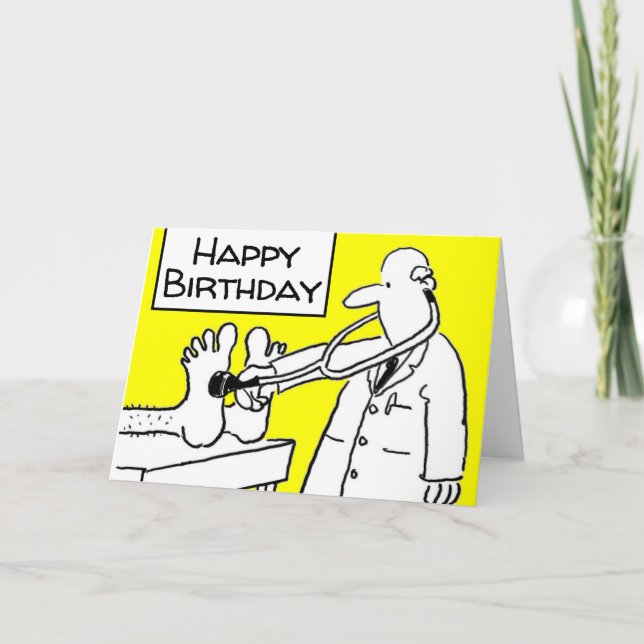 Carte Funny Happy Birthday Doctor Lab Coat & Stethoscope (Devant)