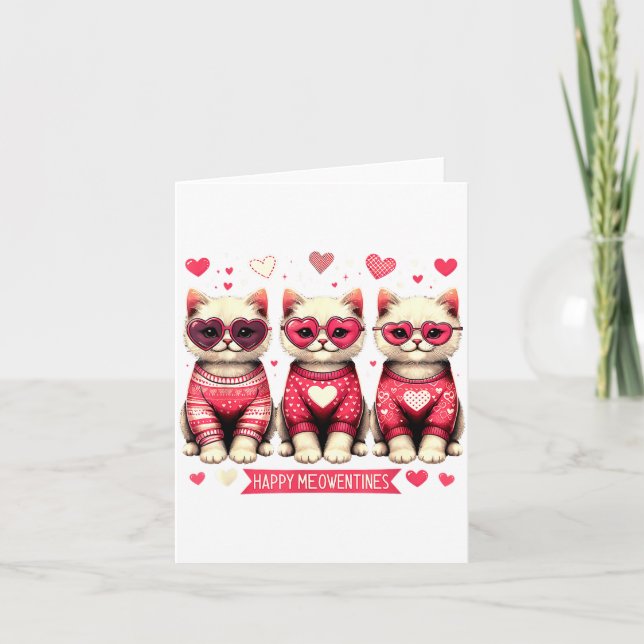 Carte Funny Happy Meowentines Cute Valentine Cats Love C (Devant)