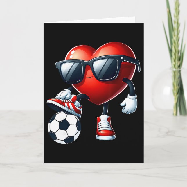 Carte Funny Heart Playing Soccer Valentines Day Mens Boy (Devant)