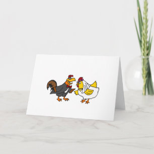 Carte Funny Hen Bride et Rooster Groom Wedding