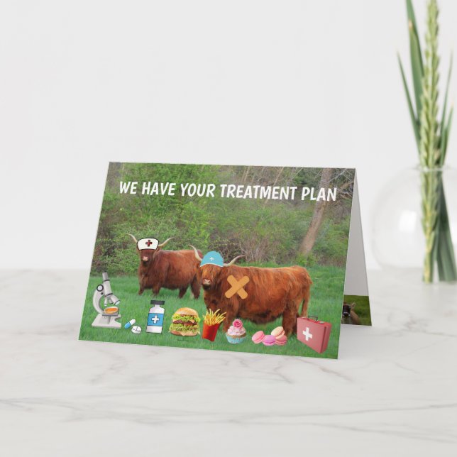 Carte Funny Highland Steer Se Bien (Devant)