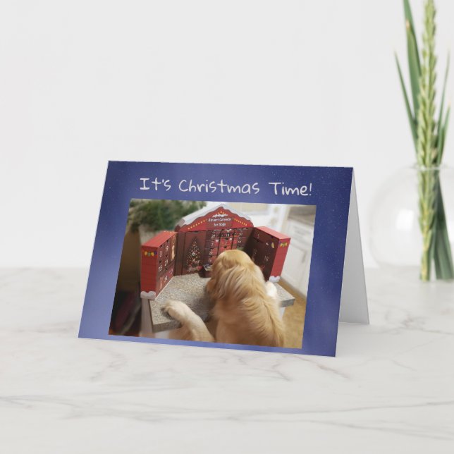 Carte Funny Holiday card Dog with Treats Advent Calendar (Devant)