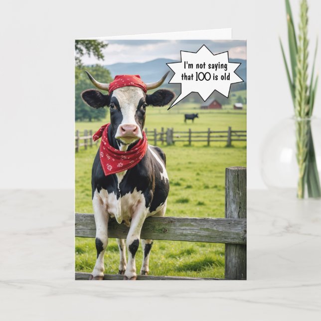 Carte Funny Holstein Cow pour 100e anniversaire (Devant)