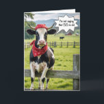 Carte Funny Holstein Cow pour 55e anniversaire<br><div class="desc">Une vache Holstein portant un bandana rouge est perchée sur une clôture en bois dans un pâturage verdoyant pour un 55e anniversaire.</div>