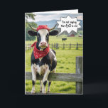 Carte Funny Holstein Cow pour 60e anniversaire<br><div class="desc">Une vache Holstein portant un bandana rouge est perchée sur une clôture en bois dans un pâturage verdoyant pour un 60e anniversaire.</div>