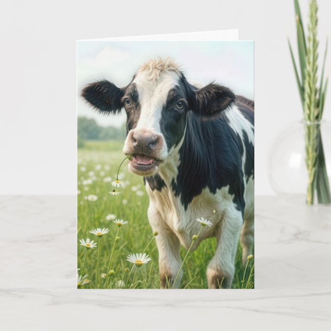 Carte Funny Holstein Vache pour l'anniversaire (Devant)