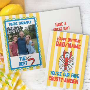Carte Funny Homard Amalfi Yellow Stripe Photo Anniversai