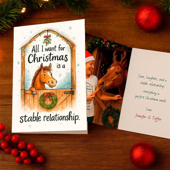 Carte Funny Horse Christmas Equestrians & Animal Lovers (Créateur téléchargé)