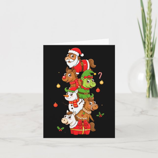 Carte Funny Horse Santa Elf Snowman Christmas Womens Men (Devant)