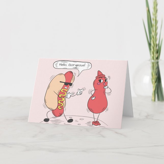 Carte Funny Hot Dog et Ketchup Anniversaire (Devant)