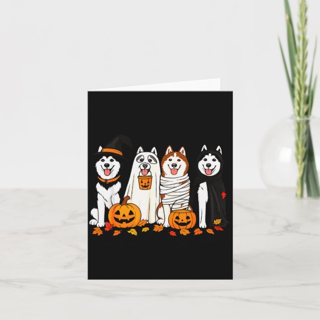 Carte Funny Husky Ghost Dogs Halloween Dog Soky  (Devant)