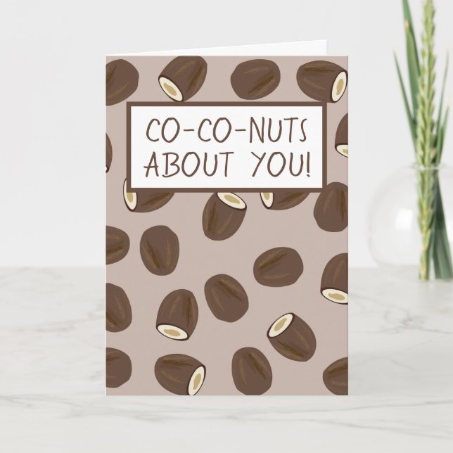Carte Funny I Love You Affection Motif de noix de coco (Devant)