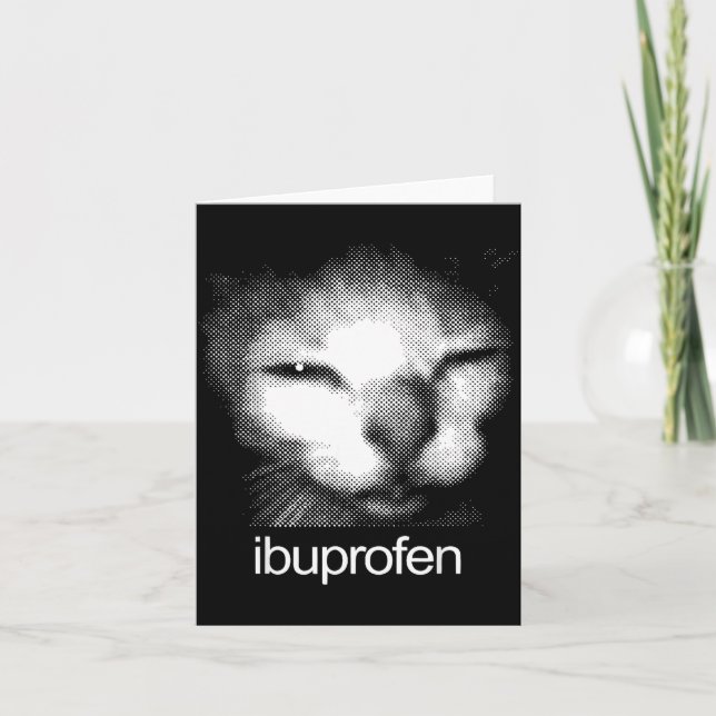 Carte Funny Ibuprofen Cat Meme Retro Ugly Cat Face Mens  (Devant)