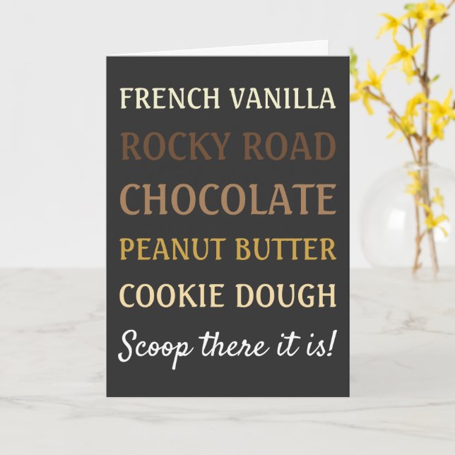 Carte Funny Ice Cream Chanson Scoop là c'est (Fleur jaune)