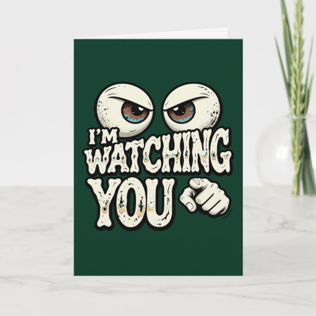 Carte Funny "I'M WATCHING YOU" Retro Eyes Greeting Card  (Devant)