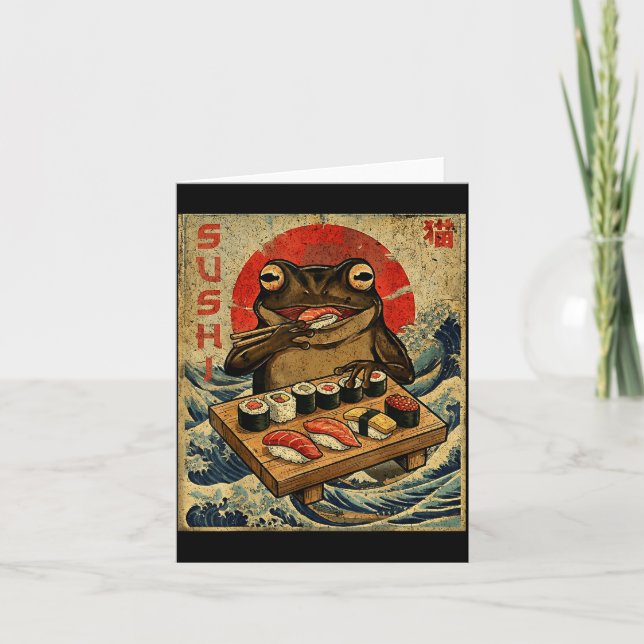 Carte Funny Japanese Kawai Frog Pun Food Frog Humor Sush (Devant)