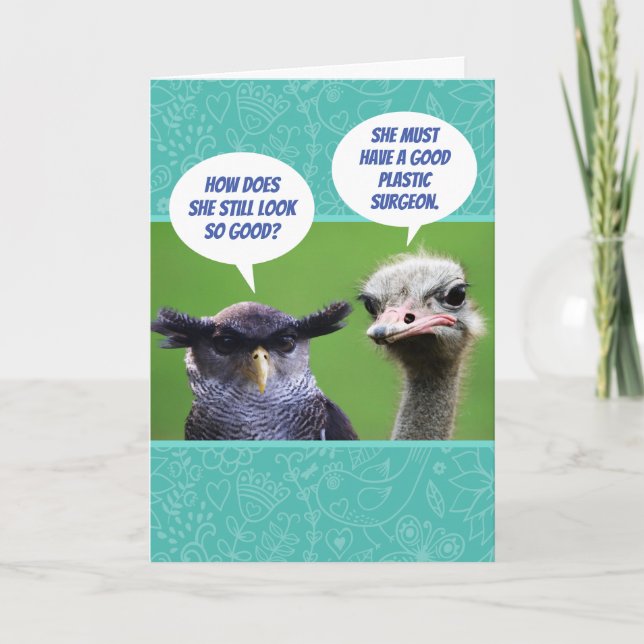 Carte Funny Jealous Birds Complimentary Birthday For Her (Devant)