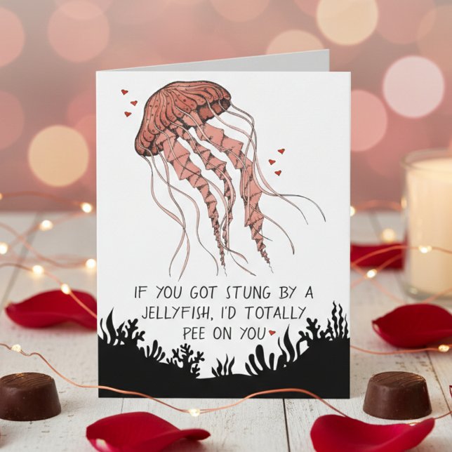 Carte Funny Jellyfish Valentine's Day (Funny Jellyfish Valentines Day Card for Couple. Perfect for Boyfriend, Girlfriend, Wife or Husband)
