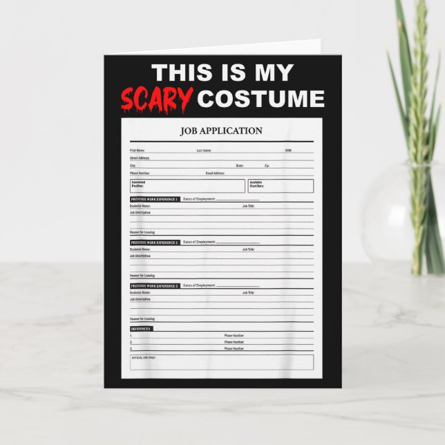 Carte Funny Job Application Form Y Halloween Costume  (Devant)