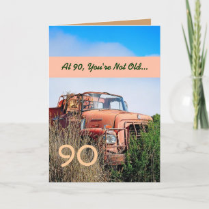 Carte FUNNY Joyeux 90ème anniversaire - Camion Orange Vi