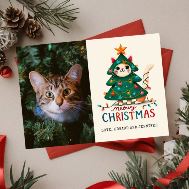 Carte Funny Joyeux Meowy Photo de Noël (Créateur téléchargé)